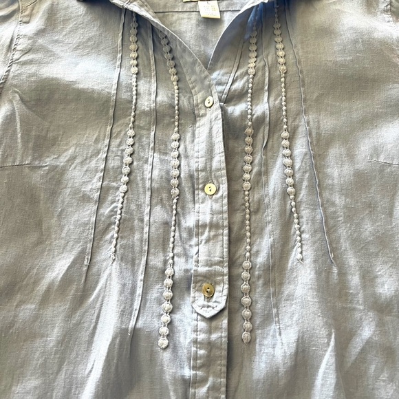 Malvin Hamburg Germany I Love Linen Printed Blouse Top Button Up Shirt Size L. - Picture 4 of 7